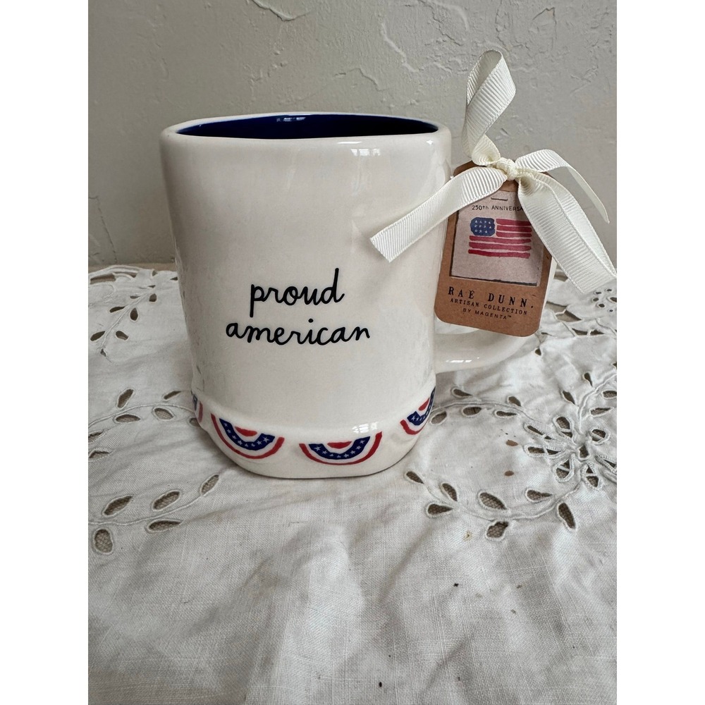 Rae Dunn PROUD AMERICAN patriotic mug flags
